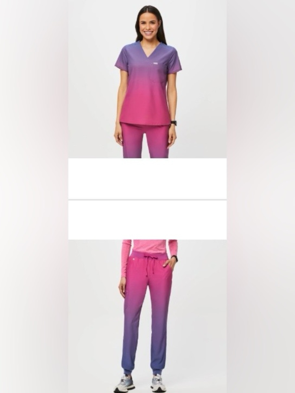 Figs Sunset Catarina Pink to Purple Ombre Jogger Scrub Set